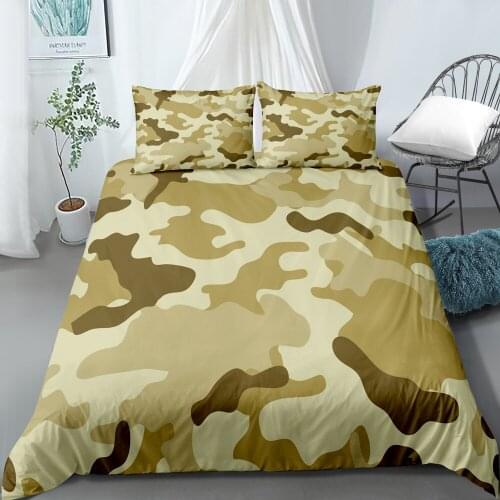 3D Print Duvet Cover Sets Dropshipping 2/3pcs (Single1Pillowcase) Cool Boy Girl Kid Camouflage With Pillowcase Army Green NO20