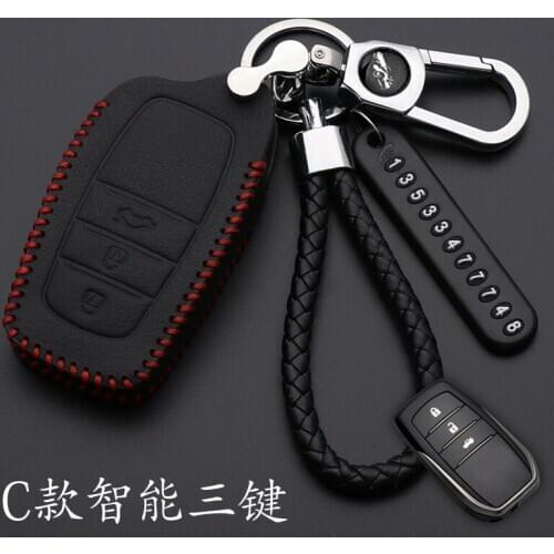 Leather Car Key Case Cover For Toyota Hilux Fortuner Land Cruiser Camry Protection Key Shell Skin Bag Only Case
