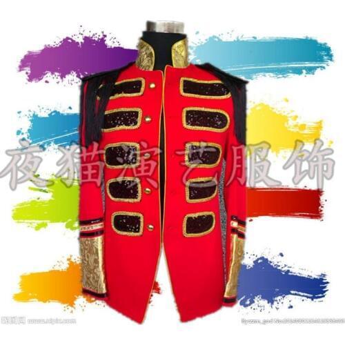 Men Suits Designs Stand Collar Red Terno Stage Costumes For Singers Men Sequin Blazer Dance Clothes Jacket Style Dress Punk Rock