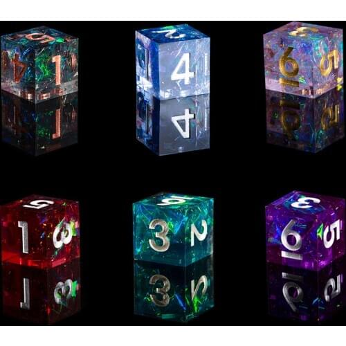 DND Role Playing Game Dice 100% Handcrafted D6 Collection Polyhedral Mirror Dice Sets with Sharp Edges and Beautiful Inclusions