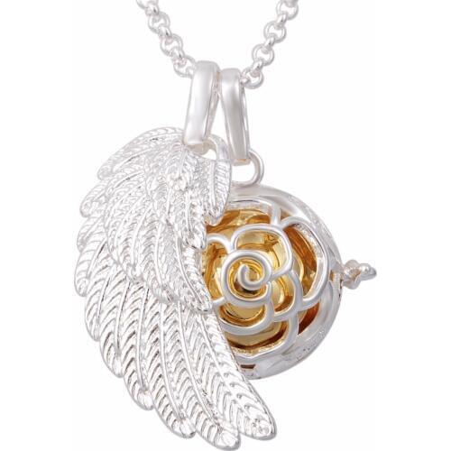 FH36 Pendientes Jewelry Rose Design Copper Metal Cage Locket Pendant Fashion Chain Necklace Angel Caller Jewelry