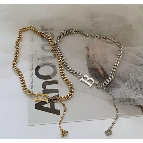 Stainless Steel Letter B Pendan Necklaces Fashion Punk Jewelry Chain Chunky Necklace For Women Girl