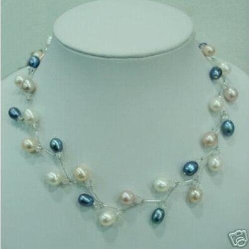 Charming 3 color freshwater pearl necklace fashion AKOYA free shipping