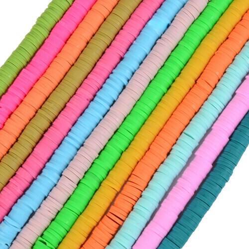 4/6mm 450-500pcs/lot Flat Round Polymer Clay Beads Chip Disk Loose Spacer Handmade Beads For DIY Jewelry Making Bracelets