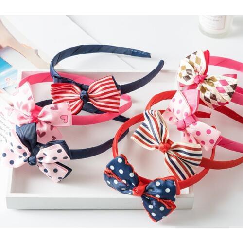 Fashion Children Plastic Headband Cute Big Bows Flower Spot Hairband Girls Lovely Hair Band Headwear Kids Gifts Hair Accessories