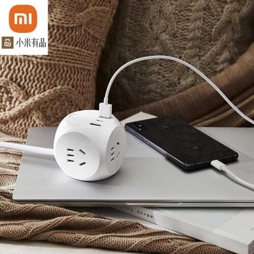 Xiaomi youpin Rubiks cube socket with power adapter smart fast 3 national standard plug 2USB1Type-C1.5m extension cord plug