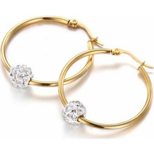 1Pair Punk Hoop Earrings 316L Stainless Steel Crystal Stone Hoop Earrings For Women Brincos