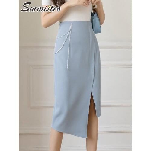 Юбки-карандаши с разрезом SURMIITRO China At AliExpress