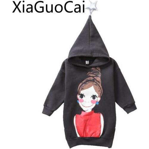Girl Hoodies 2018 Autumn New Girls Thick Hoodies Kids Pullover Childrens Hooded Plus Velvet Cartoon Baby Girl Winter Clothes