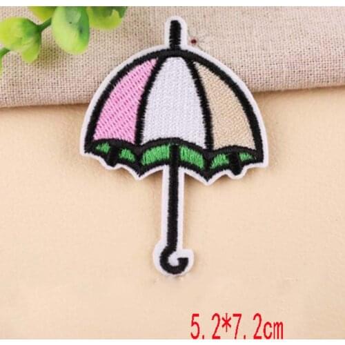 Embroidered Iron-on Small Patches Clothes Sewing DIY Motif Applique Sticker Handmade Cartoon Decoration Diamond Ambrella