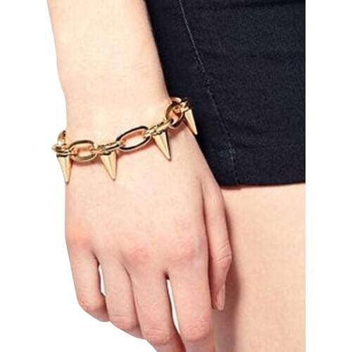 Three Colors Gothic Bracelet New Arrival Lady Punk Rock Rivet Spike Studs Women Classical Bangle Chain Stylish Metal Jewelry