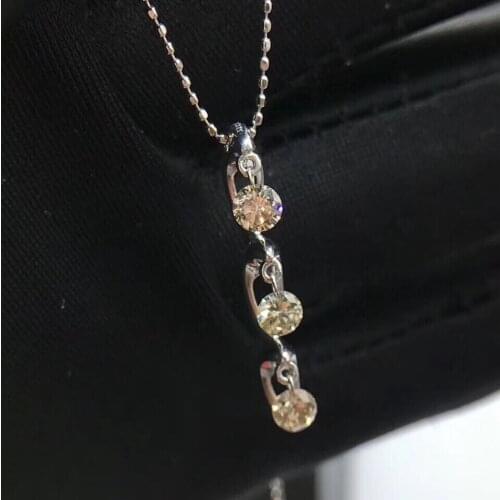Yellow Diamond Necklace Pure 18 K Gold Jewelry Real Diamond 0.5ct Females Classic Cross Diamonds Jewelry Necklaces