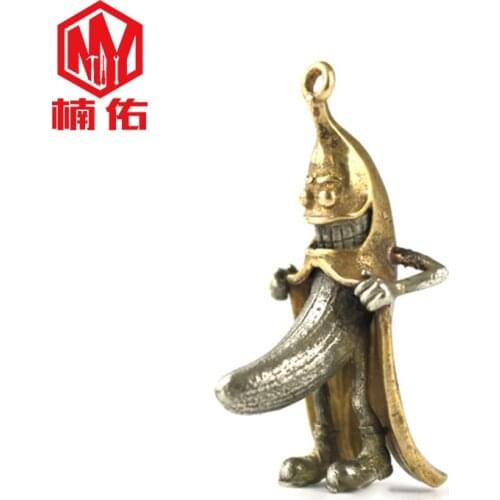 1PC Spoof Banana Man Retro Brass Copper EDC Paracord Beads Lanyard Pendants Knife Beads Umbrella Rope Cord Beads Pendants
