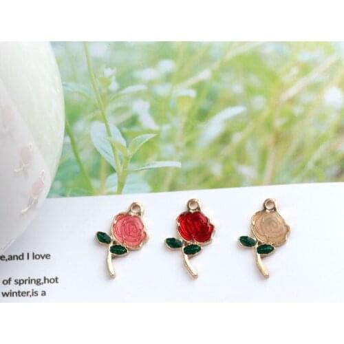 10pcs New Design Fashion Rose Drop Earrings For Women Trendy Flower Bracelet Necklace Pendant Accessories Diy Handmade Jewelry