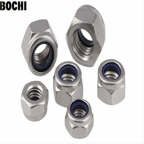 40PCS DIN985 M6/M8 Nylon Lock nut,Locking nut,Self lock nut, 316/304/201 Stainless Steel Self Locking Hex Nuts