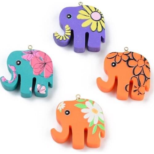 6PC DIY Findings New Handmade Creative Cute Animal Reisn Charms Lovely Elephant Pendants Diy Earrings Jewelry Making Accessories