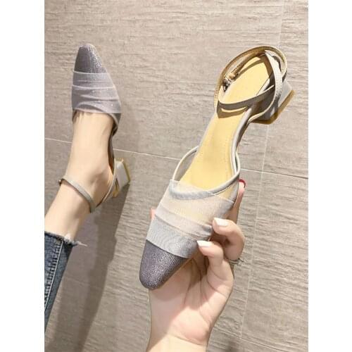 Retro Baotou Temperament Sandals Summer New Wild Pointed Shallow Mouth High Heel Womens Shoes