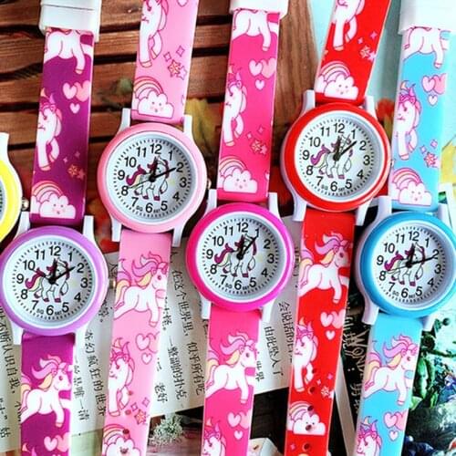 Suitable for Children Aged 3-10 Using Childrens Watches Cartoon Unicorn Boys Girls Kids Wristwatch Gifts Clock Relogio Feminino