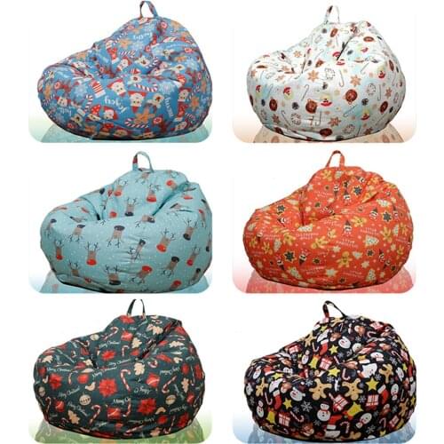 Christmas Bean Bag Chair Covers Lazy Sofa Cover Soft Beanbag Cover Pouf Puff CouchTatami Cover Stuffed Animals Organizer