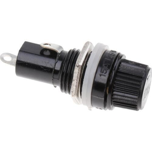 Black 5 Pieces AC 15A 125V 10A 250V Screw Cap Panel Mounted 5x20mm Fuse Holders Fit for: 5 x 20mm / 0.2 x 0.8 Fuses
