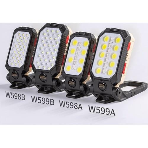 COB Rechargeable Work Light Foldable LED Flashlight with Magnet & Hook, Battery Display, Emergency Inspection Light, 4 Modes