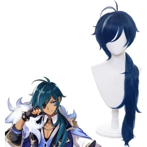 Cos Gift Game Anime Genshin Impact Project Wig Kaeya Mixed Blue Hair Cosplay Wig Role Play Halloween Hair Synthetic 90cm