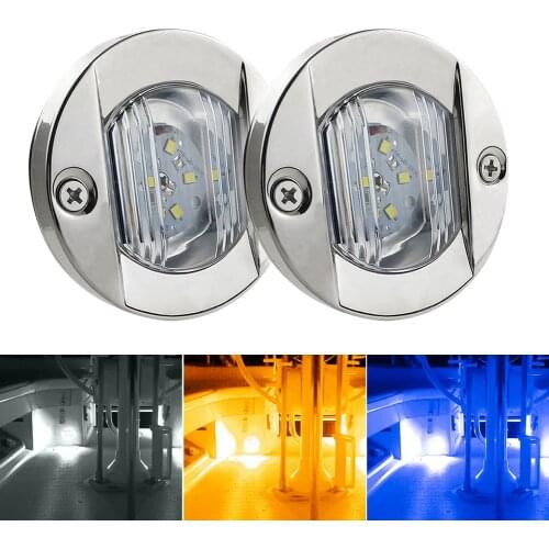 DC 24V Marine Boat Transom LED Stern Light Round Cold White LED Tail Lamp Yacht Accessory Blue/ White/Amber