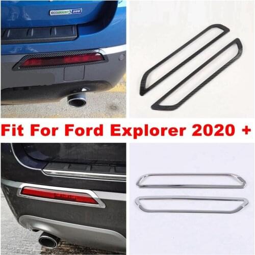 For Ford Explorer 2020 2021 Rear Tail Bumper Fog Lights Lamps Frame Decor Cover TrimABS Chrome / Carbon Fiber Look Accessories