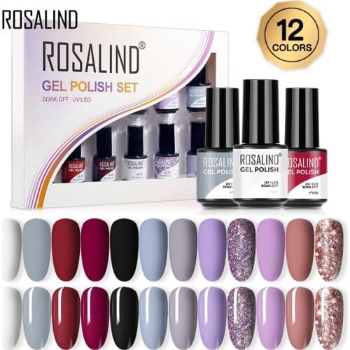 ROSALIND Gel Polish Manicure Set Hybrid Varnish Kit For Nails Semi Permanent Base Top Coat Nail Polish Set With Good Pack