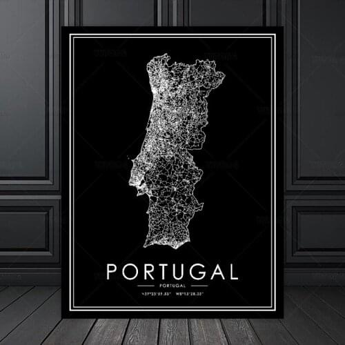 PORTUGAL country Road map Nordic Living Room Decoration Canvas Poster Modern Home Decor wall Art Print Painting framed