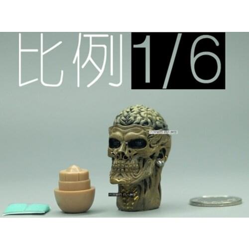 Collectible 1/6 Scale Male Head Zombie Boy Skeleton Boy Head Carved Sculpt Accessory Model for 12 Inch Body