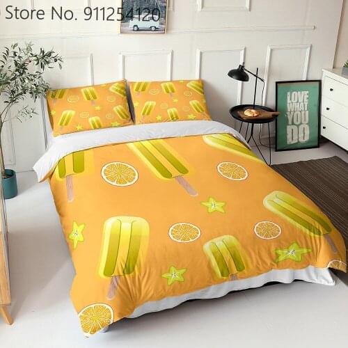 Delicious Ice Cream Bedding Sets 2/3 Piece Cake Food Chocolate Children Gift Bed Cover Print Bedspread Home Bed Cover No Sheet