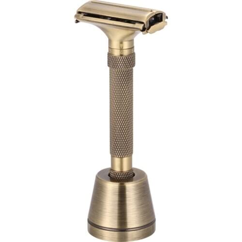 Brass Adjustable Razor Men Shaving Safety Razor Kit Wet Shaver Manual Razors Butterfly Open With 5 Blades