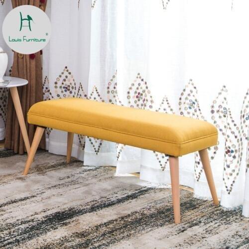 Louis Fashion Stools Ottomans Fabric for Shoes Door Solid Wood Sofa Clothing Store Creativity Modern Simple