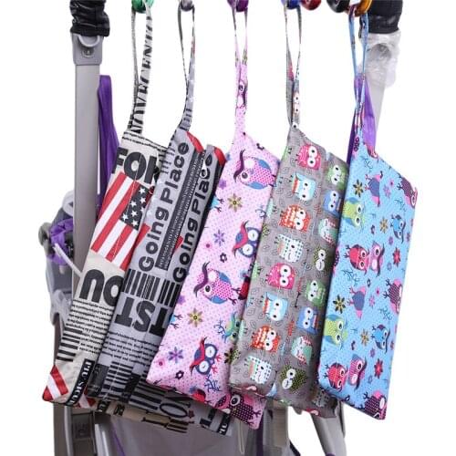 27*17cm Cartoon Single Wet Bag Pocket Baby Cloth Diaper Bag Waterproof Reusable Bags Traval Portable Storage Bags