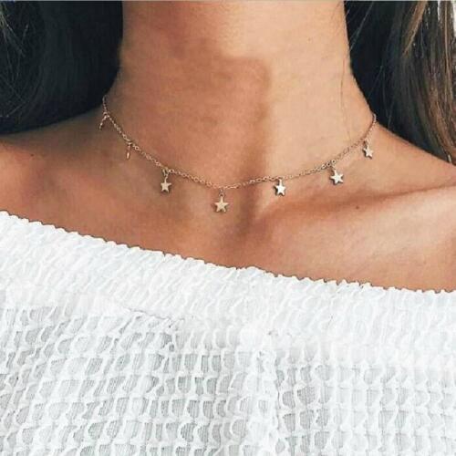 Fashion Korean Style Copper Sequins Star Charms Choker Necklace Women Geometric Chocker Collar Clavicle Necklaces Jewelry YN47