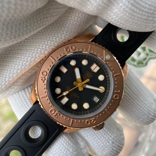 STEELDIVE SD1968S Mens Bronze Diving Watch Ceramic Bezel 300M Water Resistance Japan NH35A Automatic Movement Mens Wristwatch