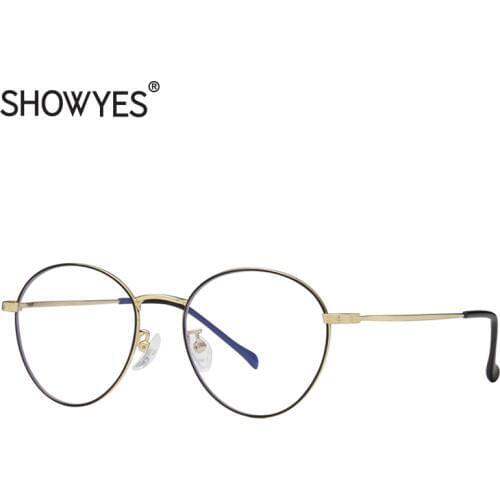 Blue Light Blocking Glasses Women Computer Eyeglasses Men Protect Eyes Oval Alloy Frame Gold Anti Blue Ray Plain Spectacles 010