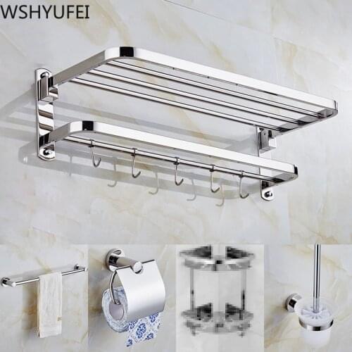 Stainless steel bathroom hardware set chrome silver bathroom accessories set beautiful base bathroom products wall hanging