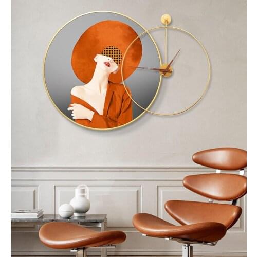 Nordic Character Painting Wrought Iron Wall Clocks Wall Hangings Home Store Wall Mural Crafts Hotel KTV Wall Sticker Decoration