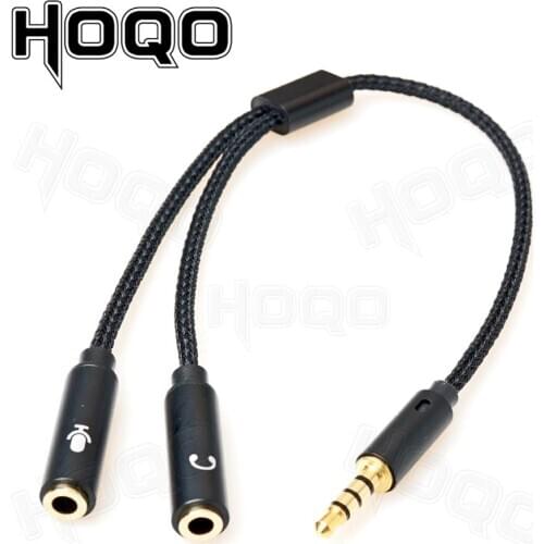 Braided Nylon jack Splitter 1 in 2 out 3.5mm Stereo Audio Cables Male to 2 Female Headphones Microphones Karaoke Cable Adapter