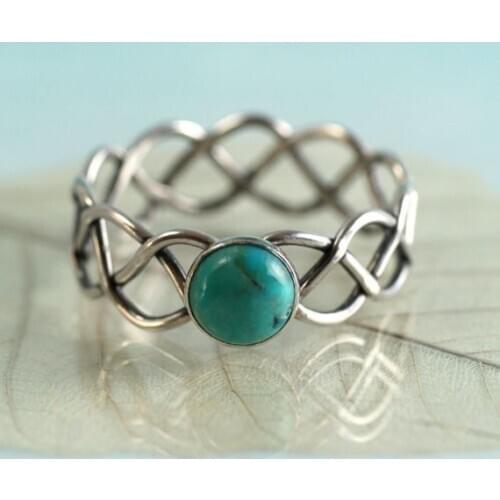 Delicate Twist weave modeling Womens Rings vintage Turquoises Anniversary Holiday Gift Banquet Jewelry