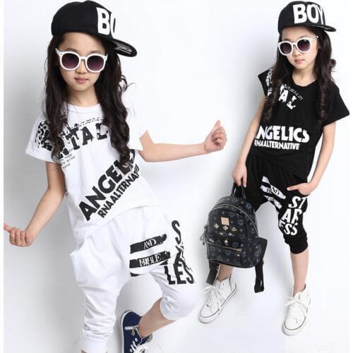 4-15 Year Girls Clothing Sets Children Summer 2019 Boys Girl Short Sleeve T-shirt Top+Harem Pants 2Pcs Sports Suit Kids Costume