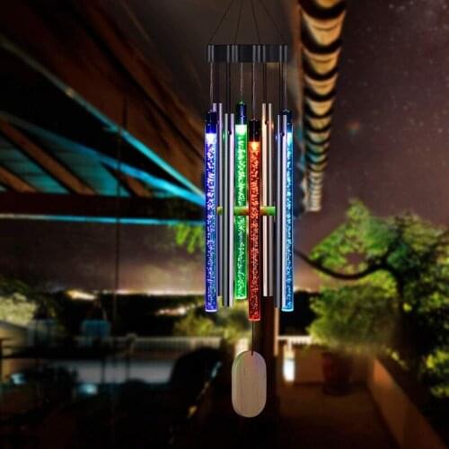 Color Changing Solar Wind Chime with 8 Tubes Outdoor Solar Light Memorial Wind Chime With LED Light For Garden Yard Home Decor