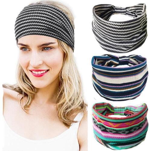 Bohemian Wide Cotton Stretch Headbands Women Headwrap Turban Headwear Bandage Hairbands bandanna Wide Headbands Hair Accessories