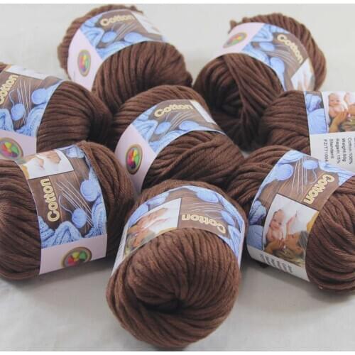 Sale 8Ball x 50g Super Soft Pure Cotton Chunky Shawl Hand Knitting Yarn Scarves Shawls 42214 Chocolate Brown