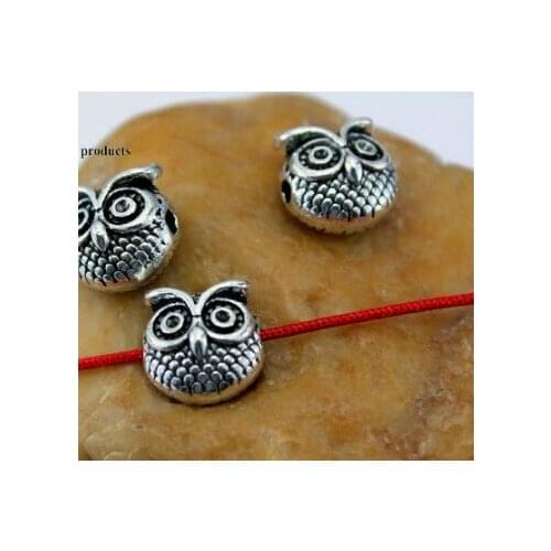 10pcs/lot Tibetan Silver spacer big hole owl Loose Bead Spacer Beads Connectors for DIY Jewelry Making bracelet df3s