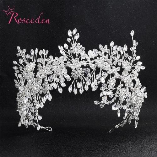 Romantic New Handmade Bride Flower Headpieces Crystal Wedding Hair Accessories RE3445