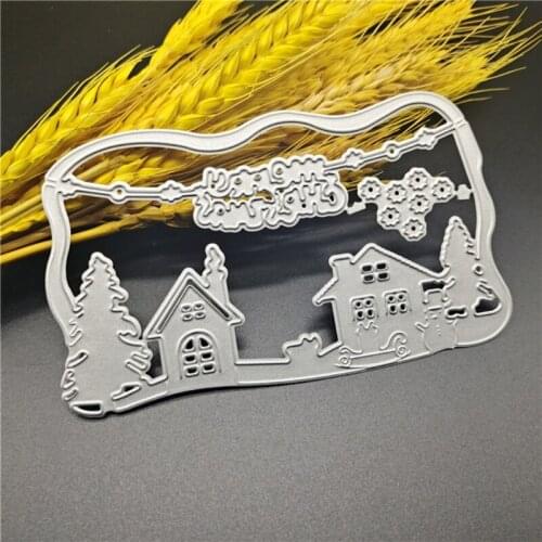 Merry Christmas House Metal Cutting Dies Stencil DIY Scrapbooking Album Paper Card Template Mold Embossing Decor