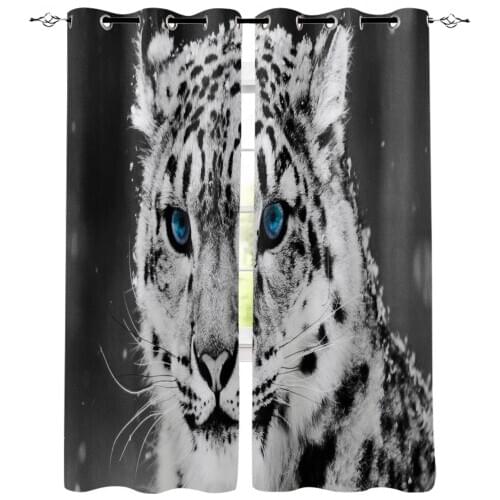 Modern Curtains for Living Room Tiger Blue Eyes Black And White Bedroom Kitchen Curtain Home Decoration Window Drapes